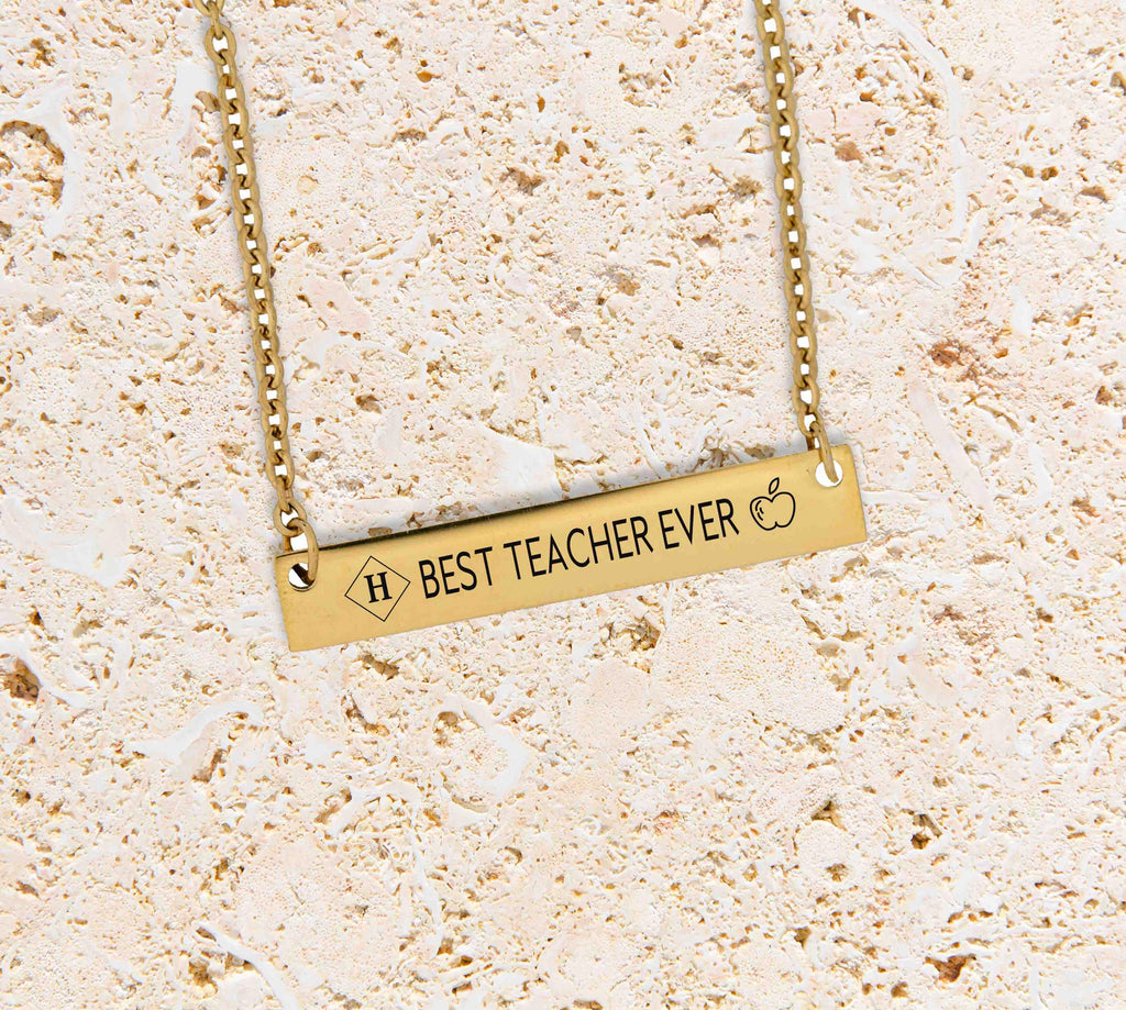 Personalized Necklace For Teacher with Initial, Custom Gift for Teacher Appreciation
