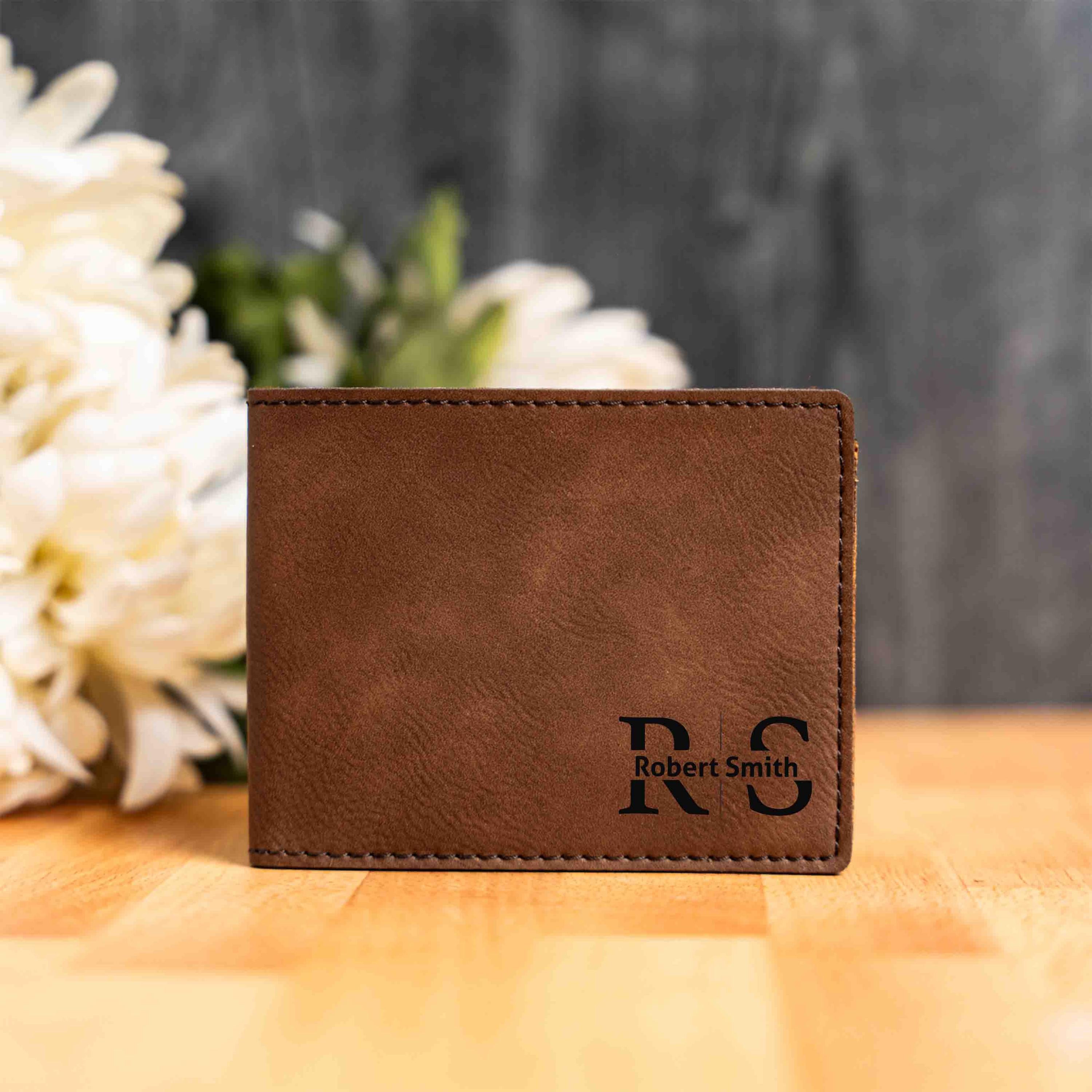 Personalized Wallet for Husband Boyfriend with Engraved Name/Message inside, Anniversary Gift, Valentine’s Day Gift for Men
