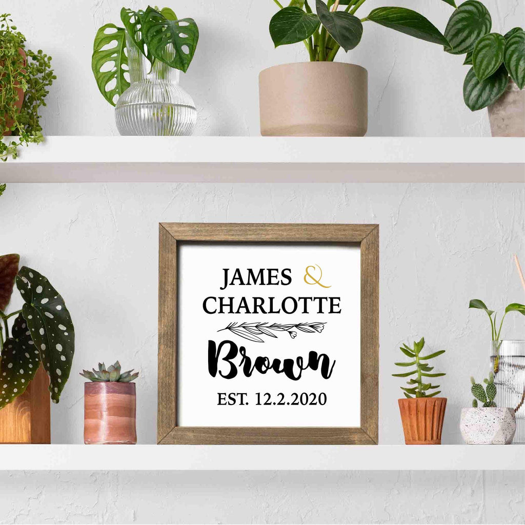 Personalized New Couple Home Welcome Sign, Custom House Wood Decor, Rustic Cottage Sign, Square Wooden Decor