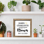 Personalized New Couple Home Welcome Sign, Custom House Wood Decor, Rustic Cottage Sign, Square Wooden Decor