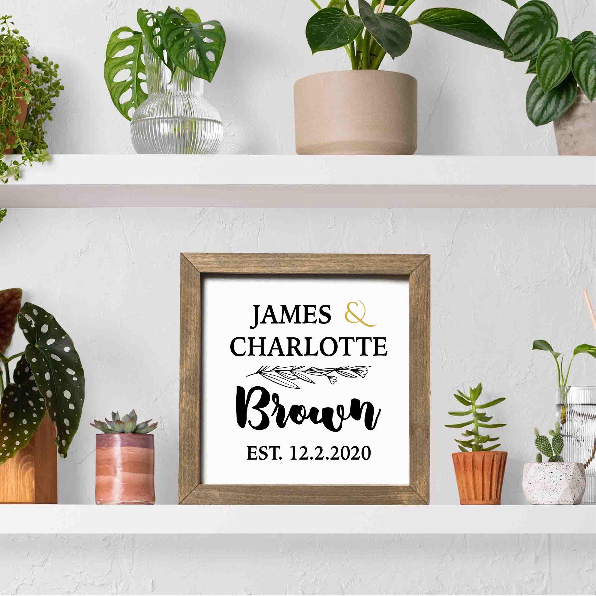 Personalized New Couple Home Welcome Sign, Custom House Wood Decor, Rustic Cottage Sign, Square Wooden Decor