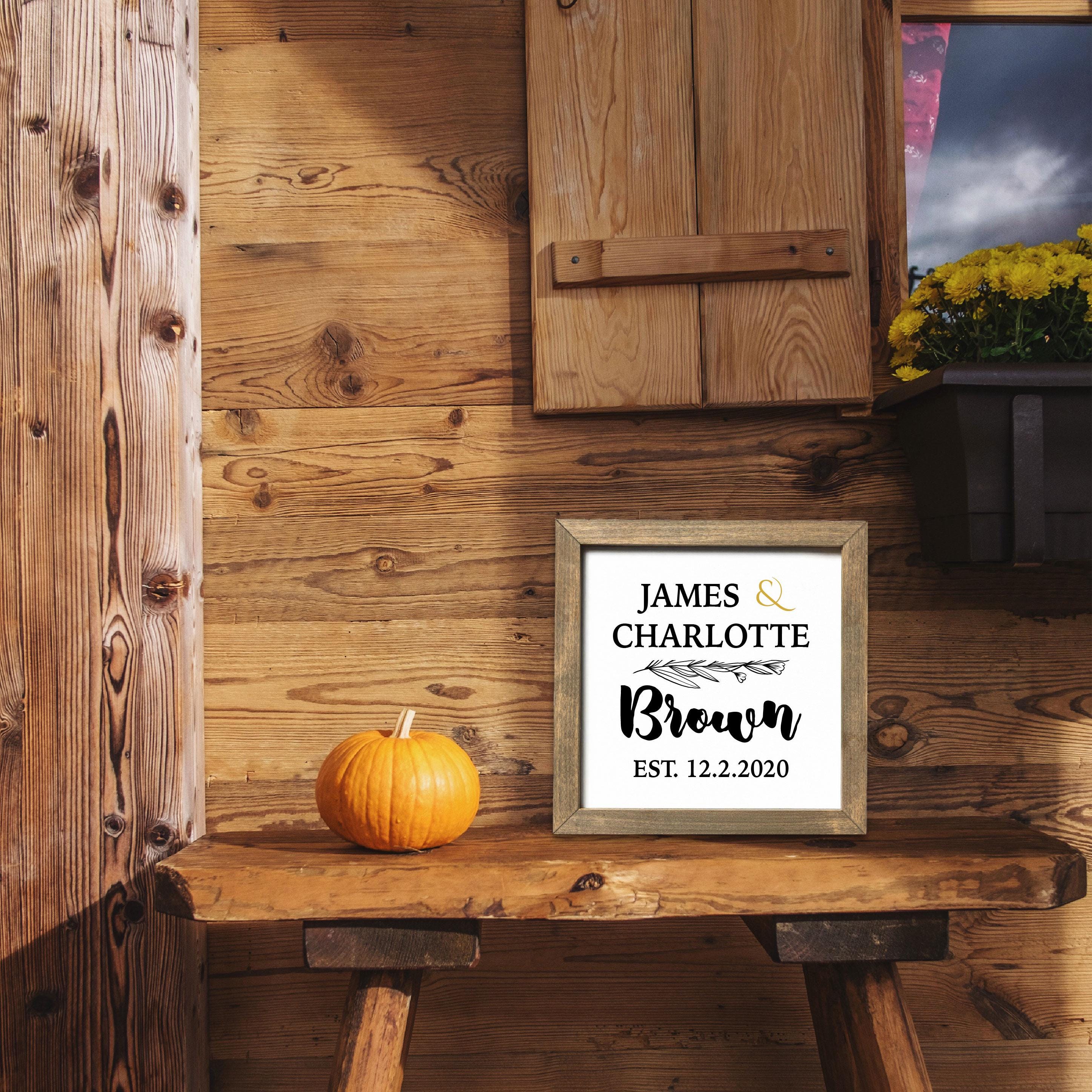 Personalized New Couple Home Welcome Sign, Custom House Wood Decor, Rustic Cottage Sign, Square Wooden Decor