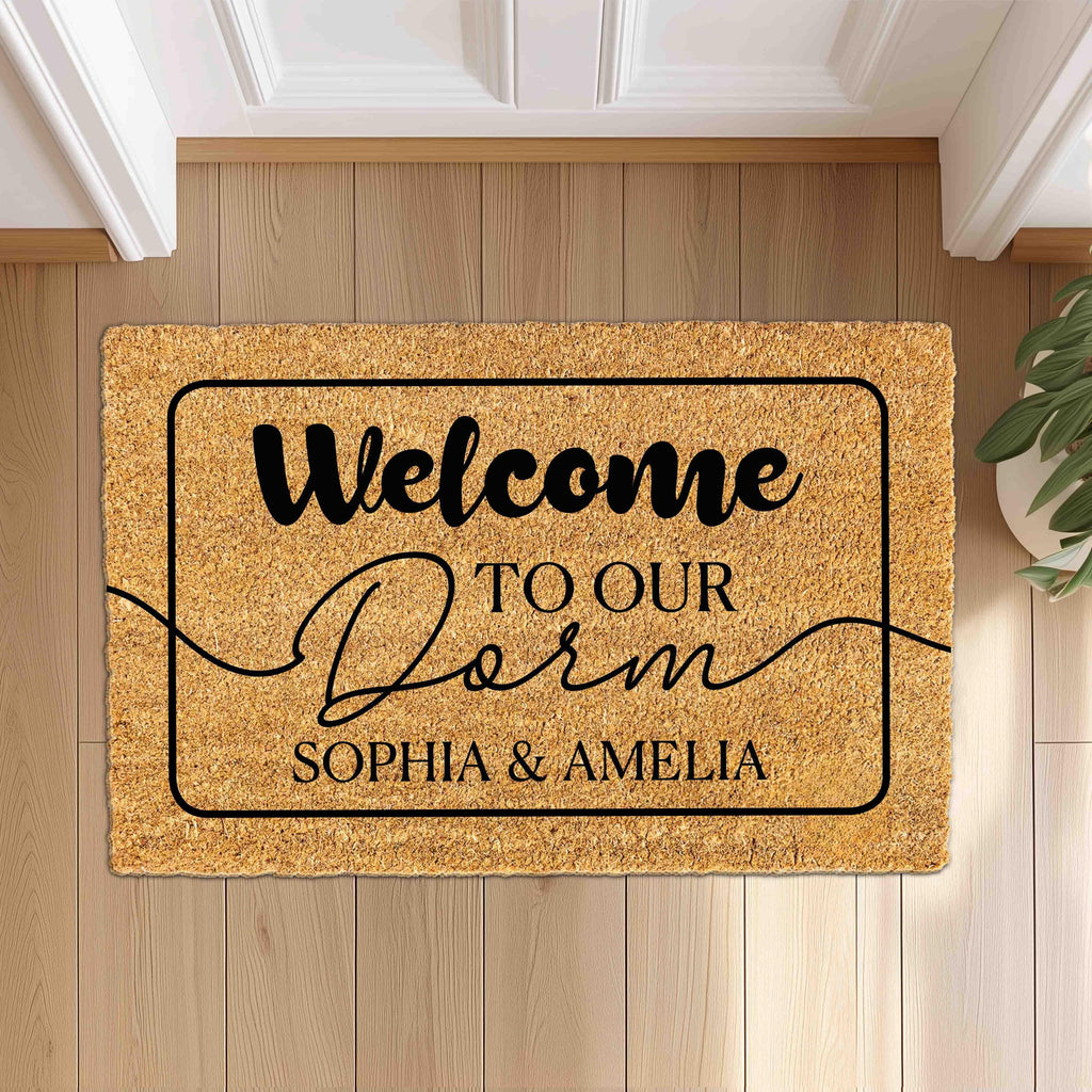 Personalized Dorm Doormat with Name, Custom College Girls Dorm Decor, Welcome to our dorm, roommate gift Outdoor Mat