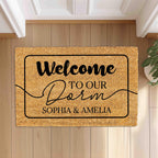 Personalized Dorm Doormat with Name, Custom College Girls Dorm Decor, Welcome to our dorm, roommate gift Outdoor Mat