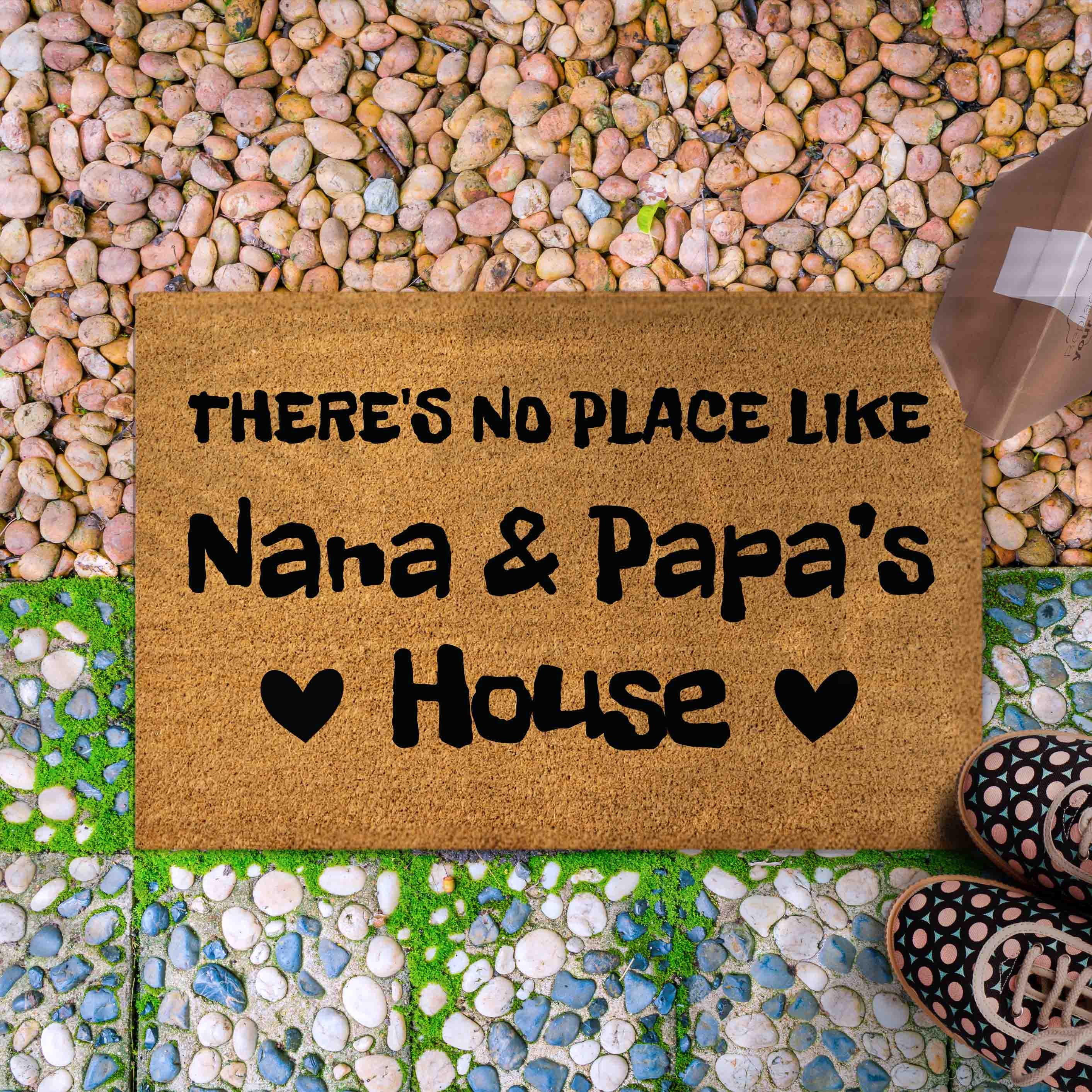 Personalized Doormat for Grandma Grandpa House, Customize the title/text, There's no place like Nana & Papa's House, Grandparents Gift