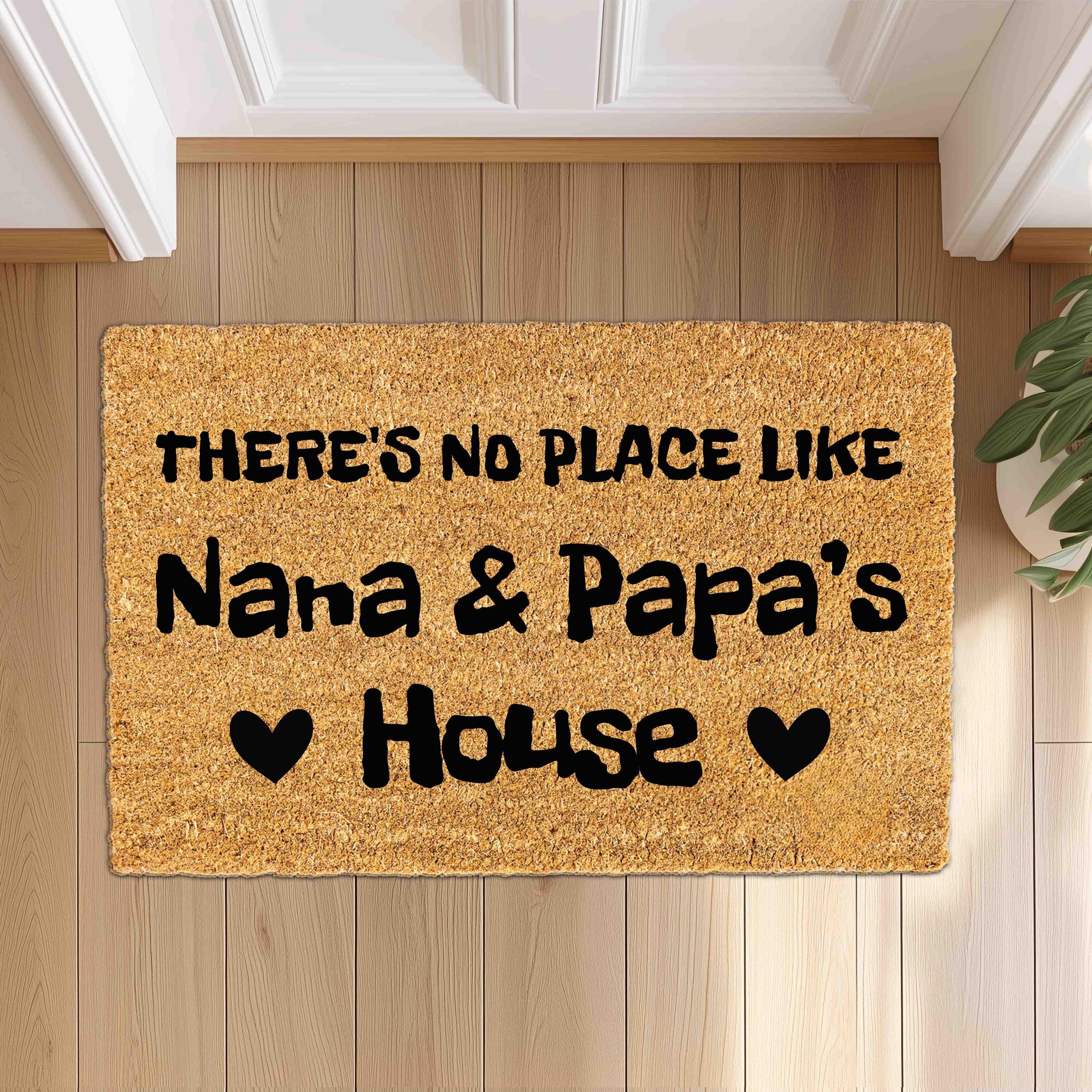 Personalized Doormat for Grandma Grandpa House, Customize the title/text, There's no place like Nana & Papa's House, Grandparents Gift