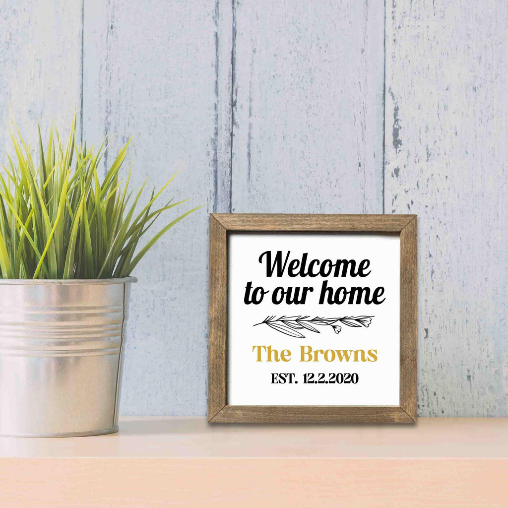 Personalized Family Home Welcome Sign, Custom House Wood Decor, Rustic Cottage Sign, Square Wooden Decor