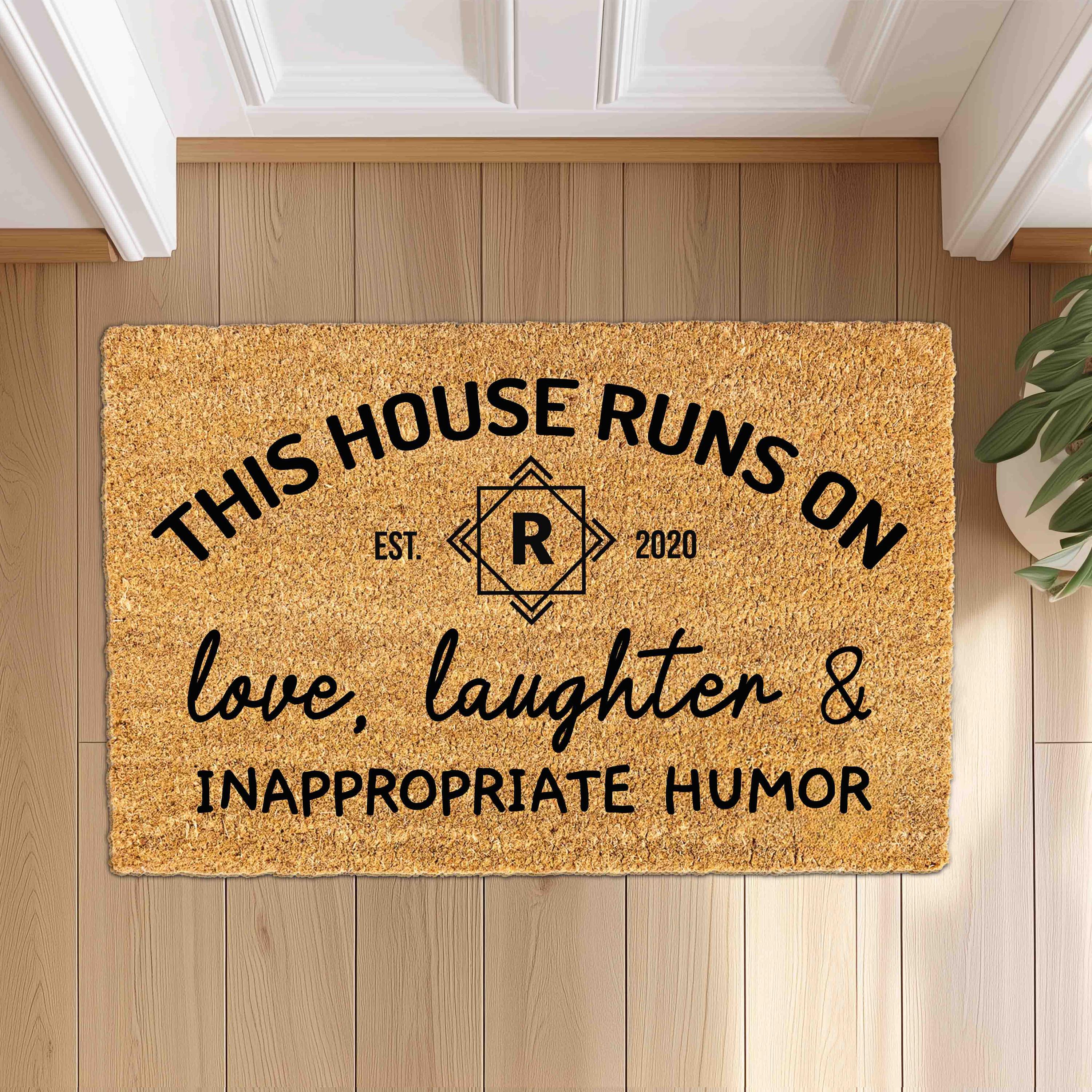Personalized Welcome Doormat with Family Initial Letter, Custom monogram last name doormat, Housewarming Gift, House Decor Outdoor Mat