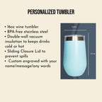 Personalized Wedding name title tumbler, 16oz BPA-free stainless steel Wine Tumbler, Custom Wine Cup for Bride, Bridesmaids, Maid of Honor