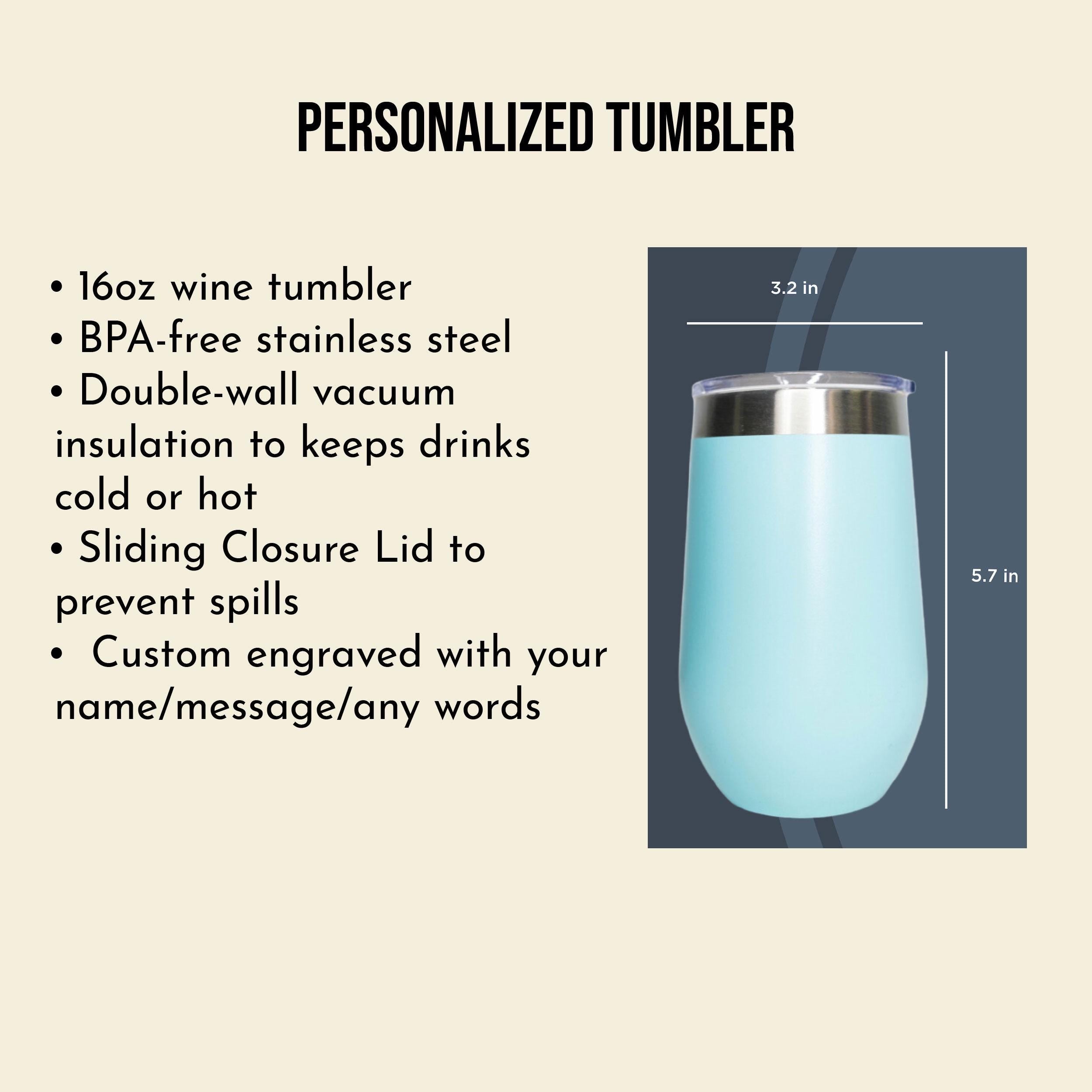 Personalized Wedding name title tumbler, 16oz BPA-free stainless steel Wine Tumbler, Custom Wine Cup for Bride, Bridesmaids, Maid of Honor