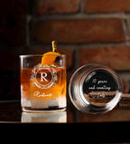 Personalized Whiskey Glasses for Husband, Boyfriend, Custom Engraved Rocks Glass, Funny Monogram Gift for Men, 10 year anniversary Gift