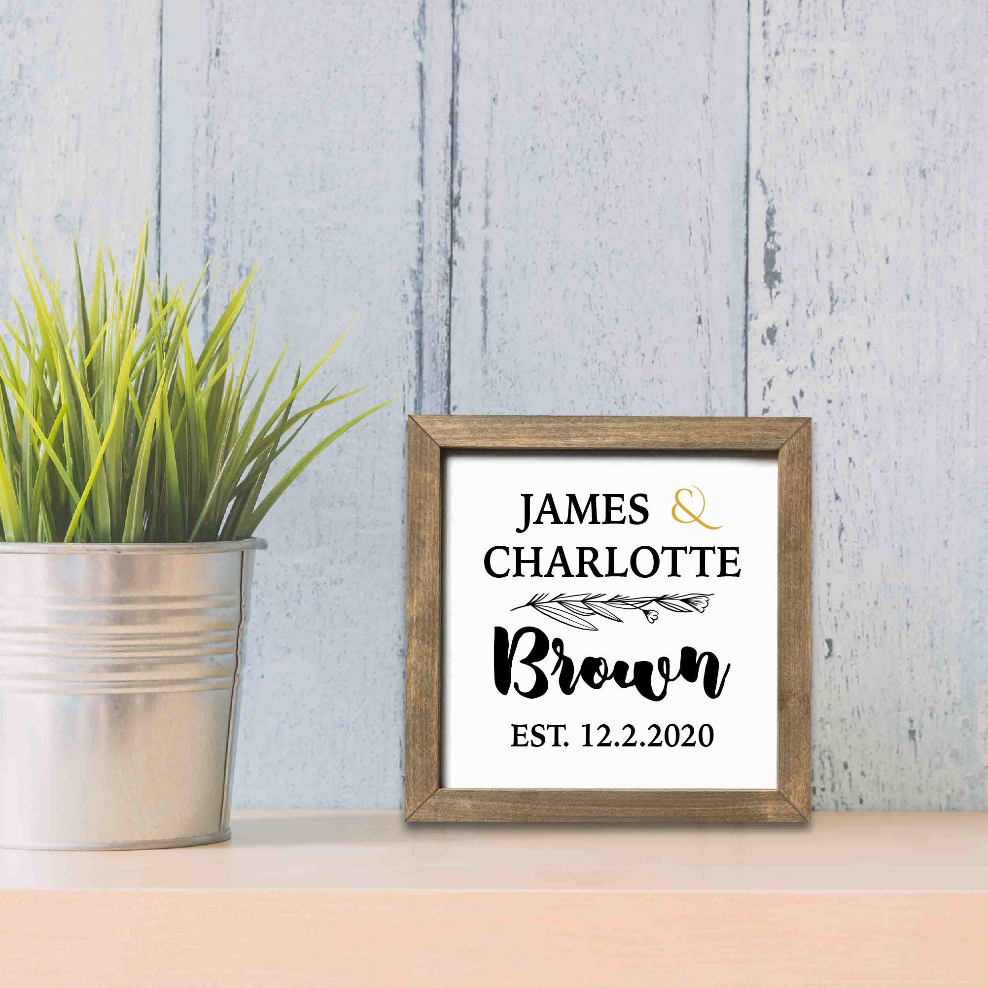 Personalized New Couple Home Welcome Sign, Custom House Wood Decor, Rustic Cottage Sign, Square Wooden Decor