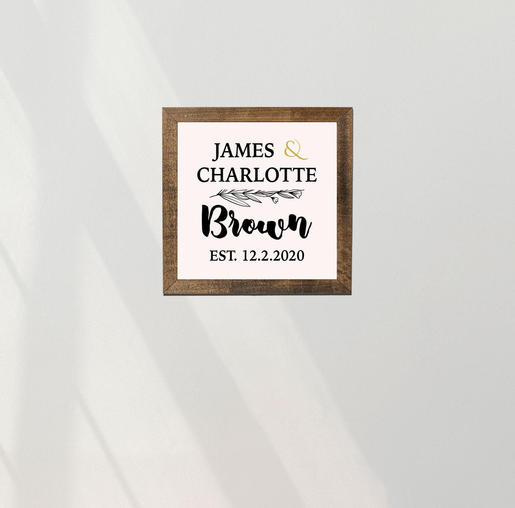 Personalized New Couple Home Welcome Sign, Custom House Wood Decor, Rustic Cottage Sign, Square Wooden Decor