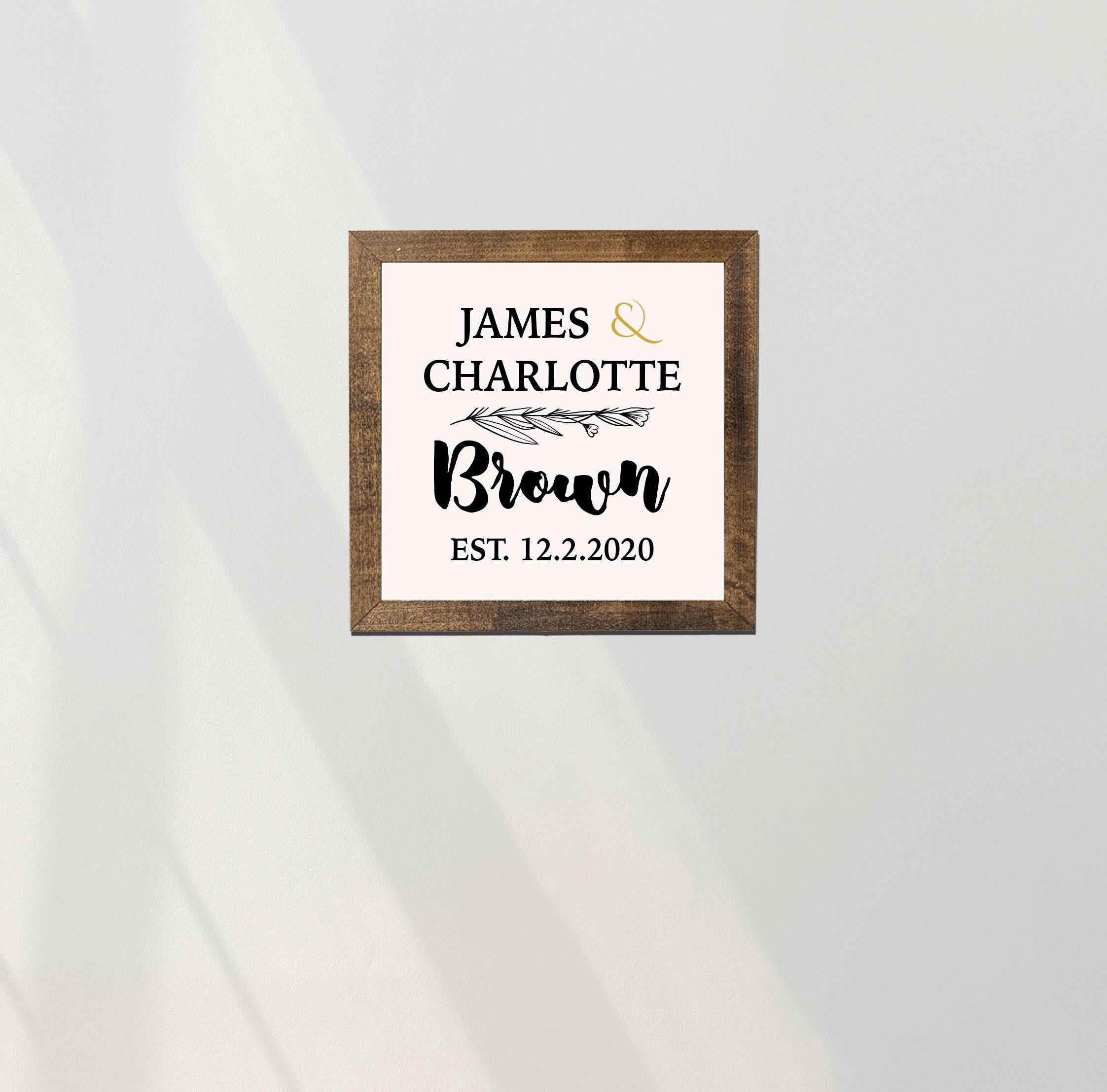 Personalized New Couple Home Welcome Sign, Custom House Wood Decor, Rustic Cottage Sign, Square Wooden Decor