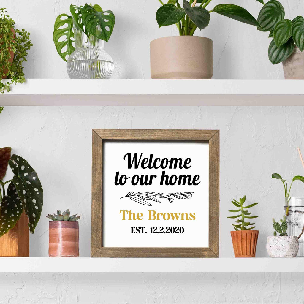 Personalized Family Home Welcome Sign, Custom House Wood Decor, Rustic Cottage Sign, Square Wooden Decor