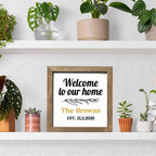Personalized Family Home Welcome Sign, Custom House Wood Decor, Rustic Cottage Sign, Square Wooden Decor