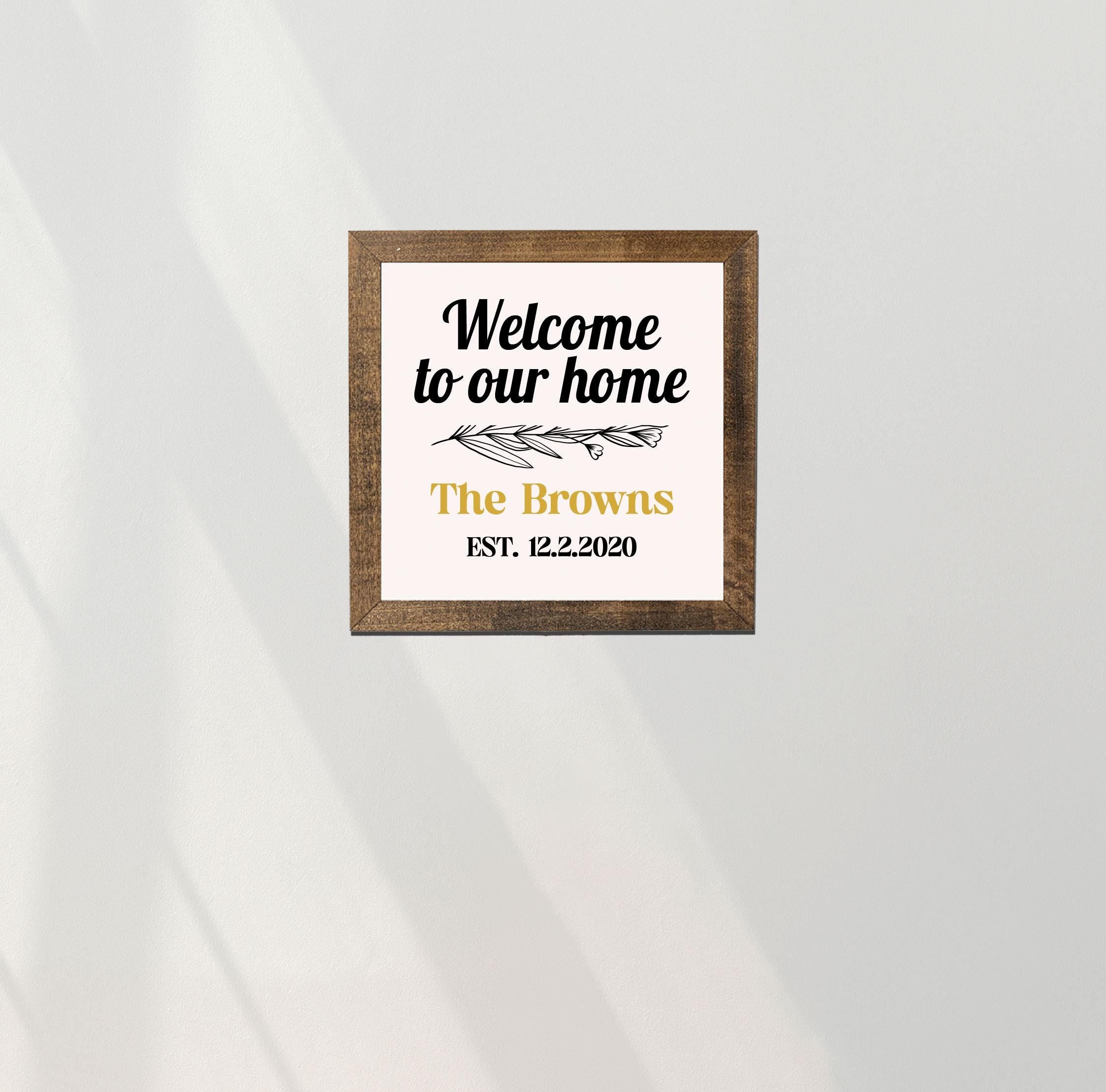 Personalized Family Home Welcome Sign, Custom House Wood Decor, Rustic Cottage Sign, Square Wooden Decor