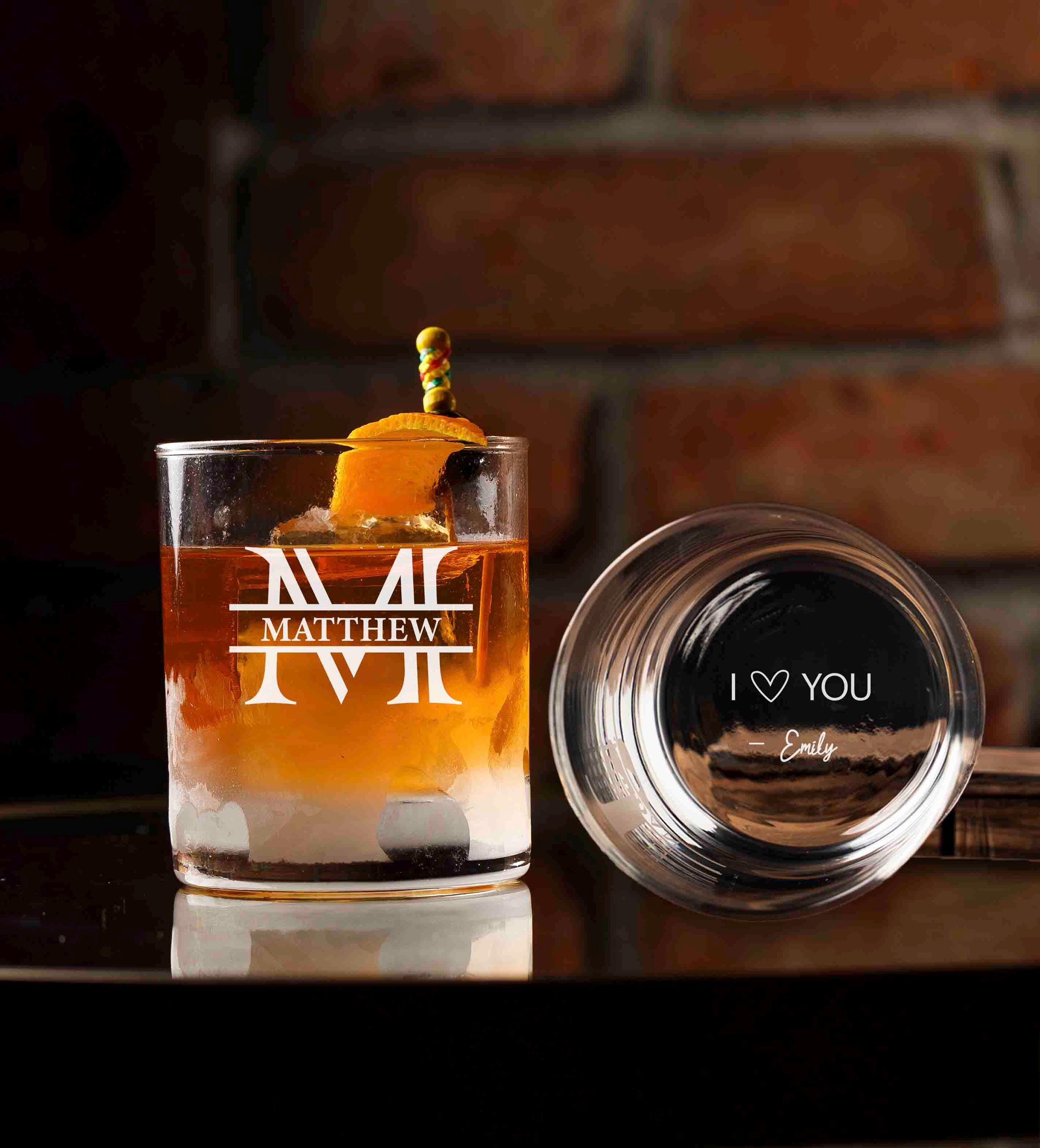 Personalized Whiskey Glasses for Husband, Boyfriend, Custom Engraved Rocks Glass, Funny Monogram Gift for Men