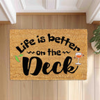 Life is Better on the deck or any custom place doormat, Housewarming Gift, Home Decor Outdoor Mat
