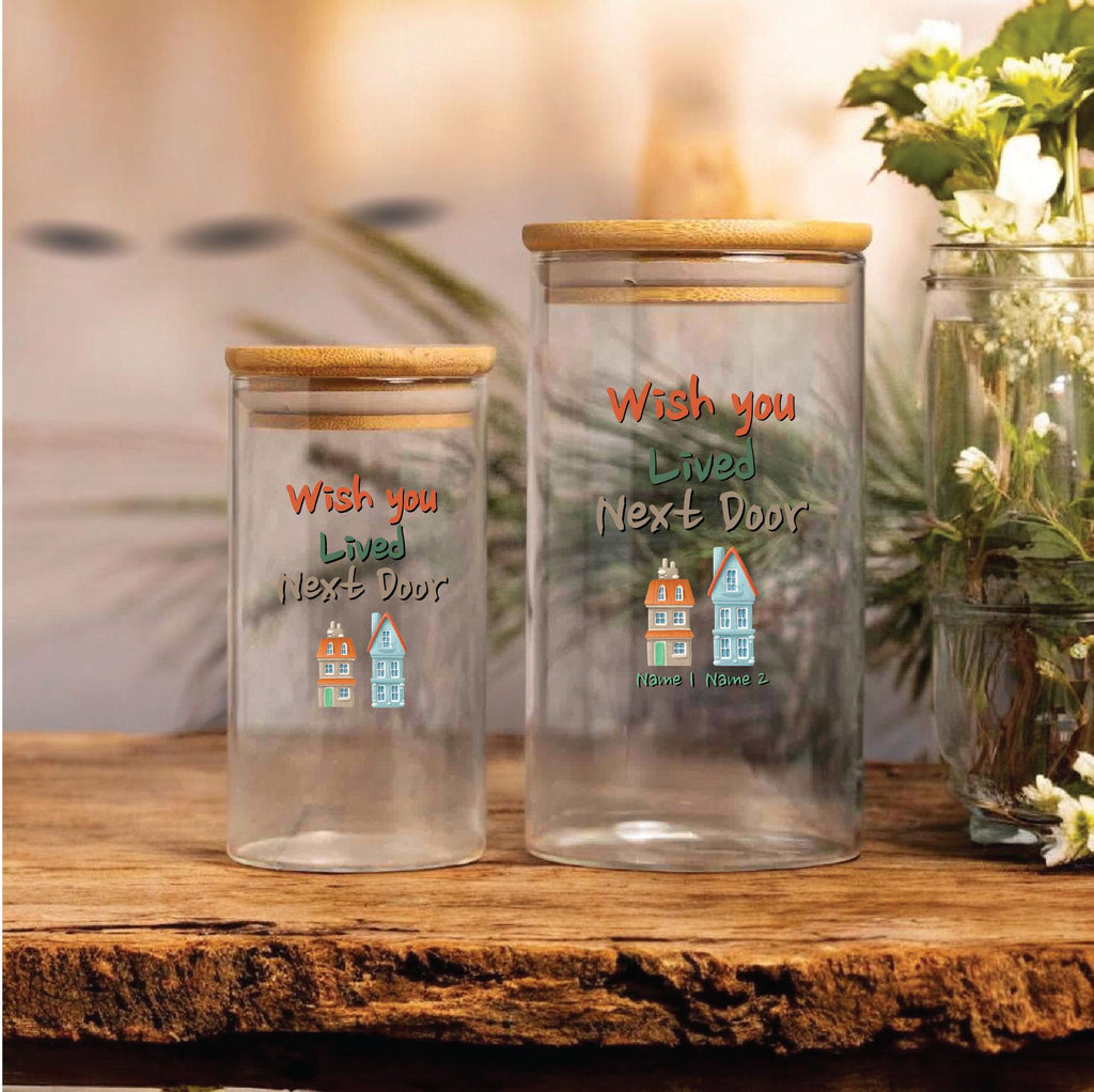 I Wish You Lived Next Door Custom Glass Jar, Long Distance Friendship Gift, Best Friend, Missing You Gift, Miles Apart Bestie Air-Tight Jar