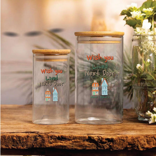 I Wish You Lived Next Door Custom Glass Jar, Long Distance Friendship Gift, Best Friend, Missing You Gift, Miles Apart Bestie Air-Tight Jar