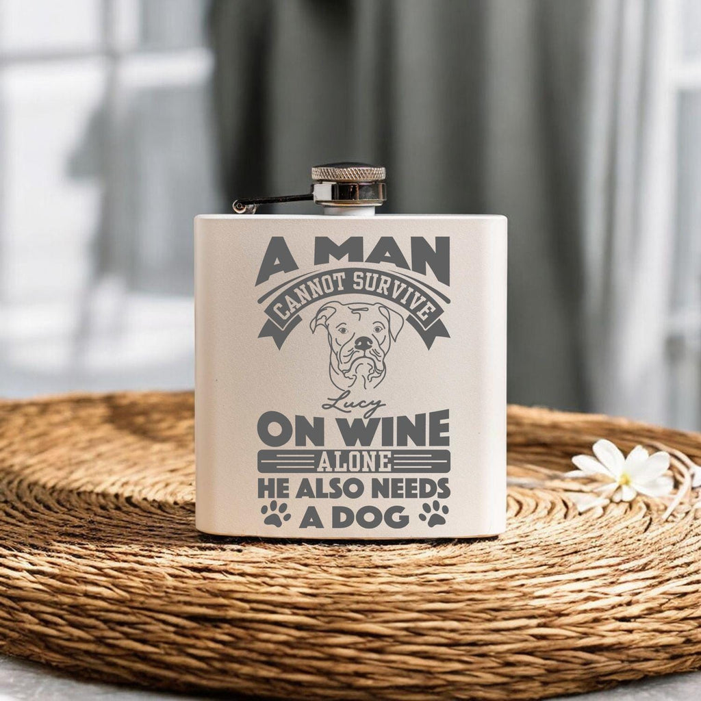Personalized Funny Dog Glass hip flask, 6oz portable stainless steel flask, Drinking Gifts for man, Leakproof Pocket Flask