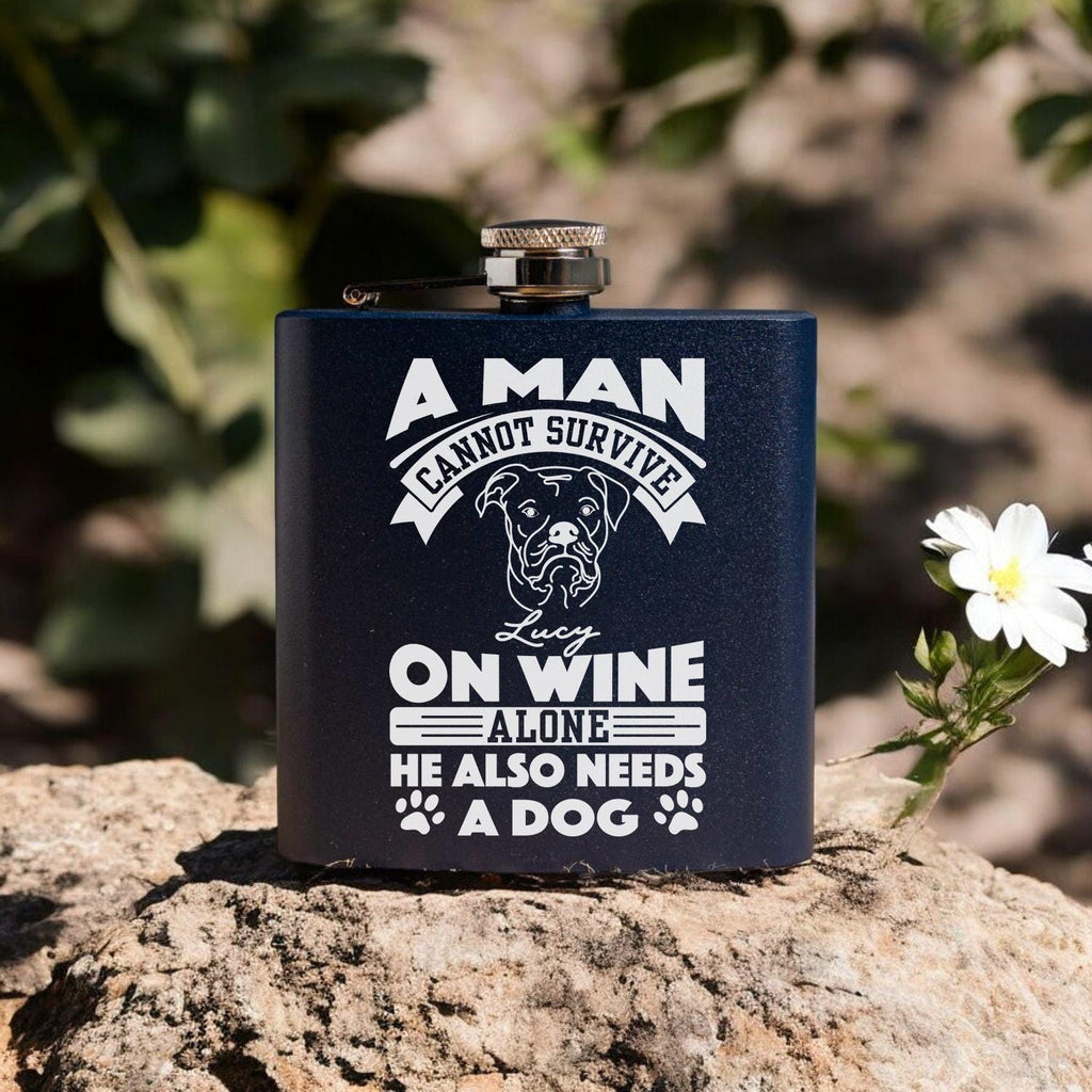 Personalized Funny Dog Glass hip flask, 6oz portable stainless steel flask, Drinking Gifts for man, Leakproof Pocket Flask