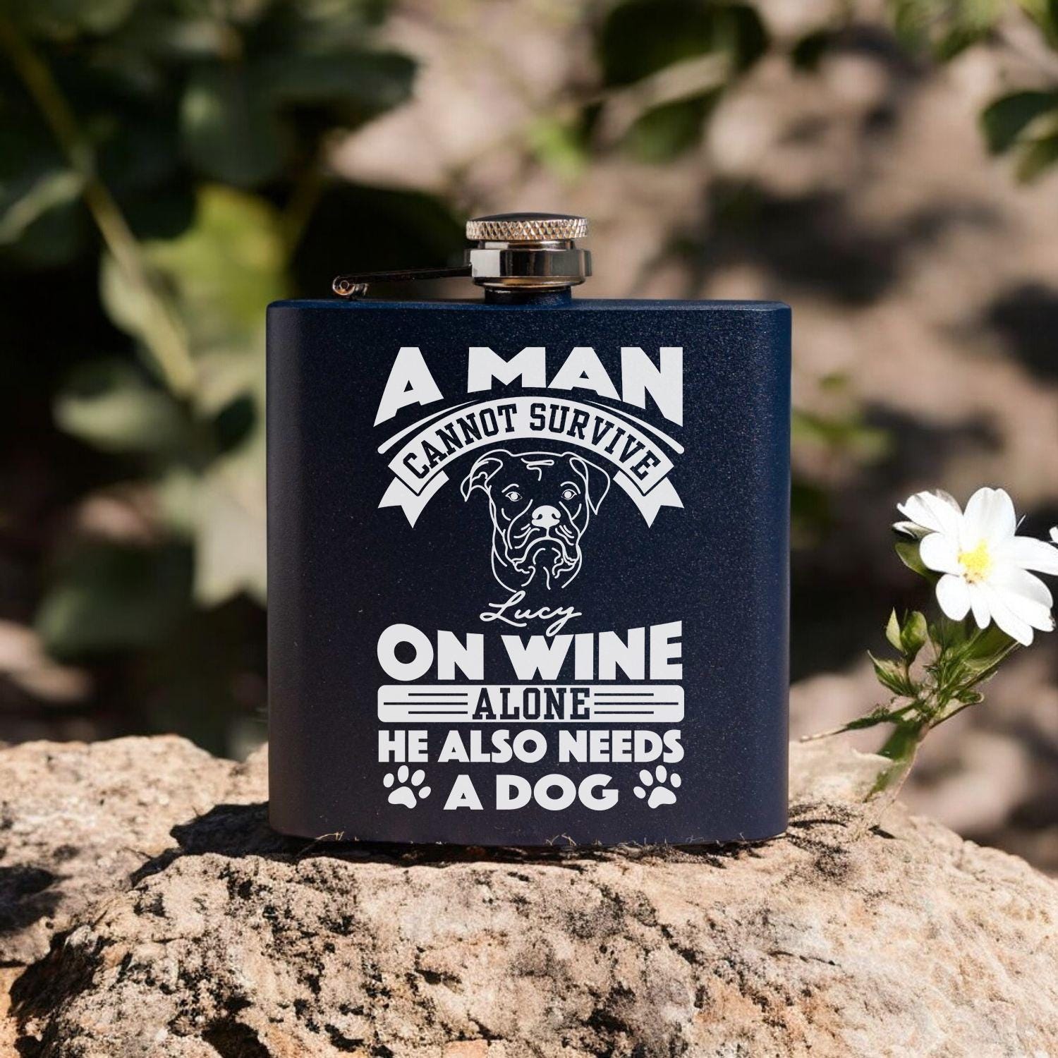 Personalized Funny Dog Glass hip flask, 6oz portable stainless steel flask, Drinking Gifts for man, Leakproof Pocket Flask