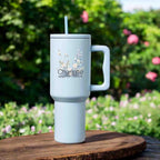 Personalized wildflower tumbler with name wedding title, 40oz Large Double Wall Insulated Stainless Steel Tumbler, Leak Proof lid Straw