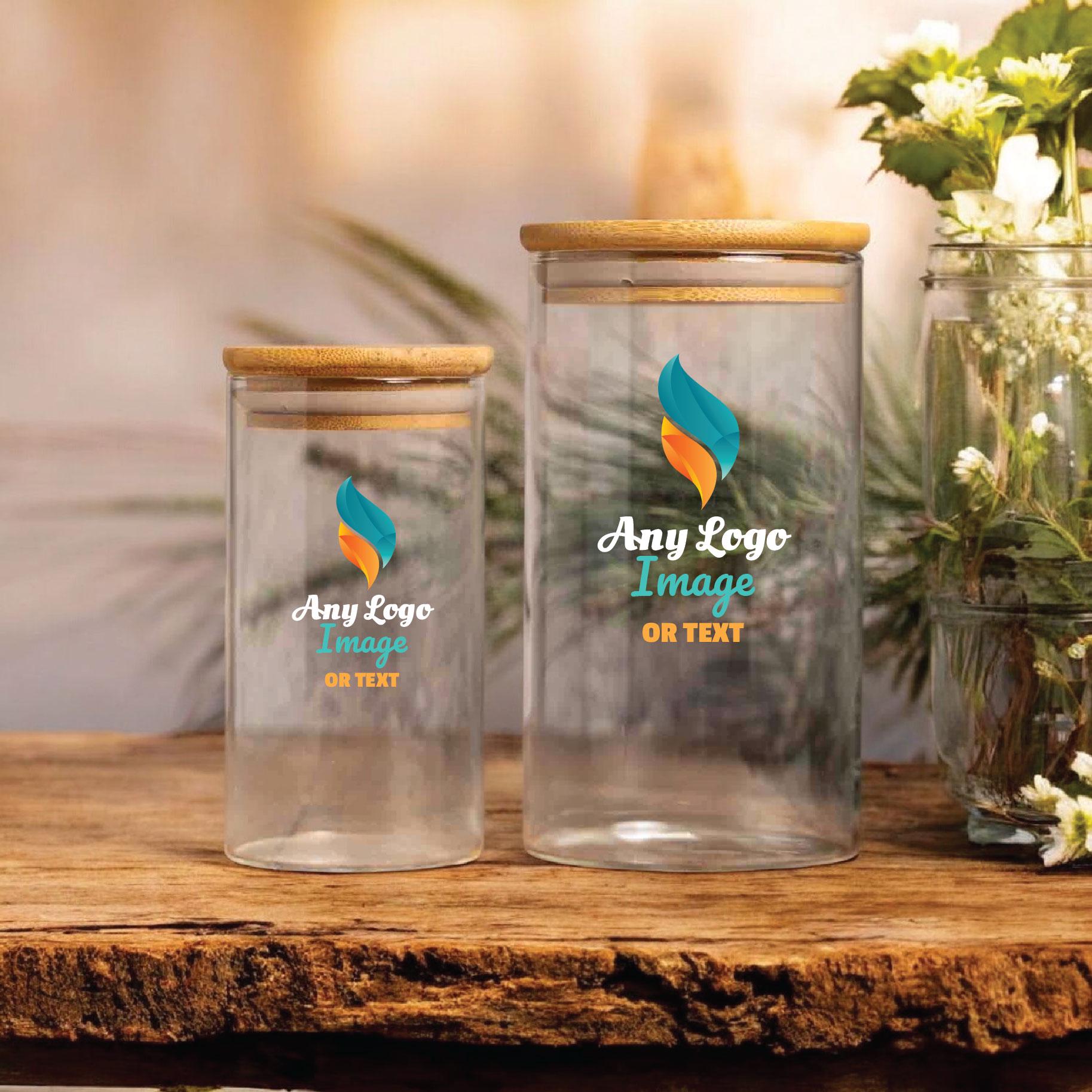 Personalized Glass Jar with logo, image or text, Custom Storage Jar for Company, Team, Office, Corporate Employee, new business owner gift