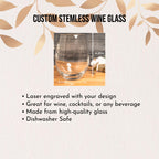 Personalized Funny Dog Stemless Wine Glass, Cocktail Cups, Beverage Glass Tumbler for Red, White Wine, Dishwasher Safe