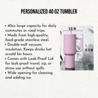 Personalized wildflower tumbler for Grandma Nana, 40oz Large Double Wall Insulated Stainless Steel Tumbler, Leak Proof lid Straw, Travel Cup