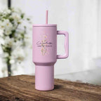Personalized wildflower tumbler with name wedding title, 40oz Large Double Wall Insulated Stainless Steel Tumbler, Leak Proof lid Straw