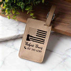 Personalized luggage tag for Firefighter, Custom Engraved Vegan Leather ID Tag for Suitcase, Bag
