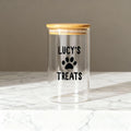 Personalized Dog Cat Treats Glass Jar - Small Size 20oz Storage Jar - Airtight Dog Treat Container, Dog Owner gift