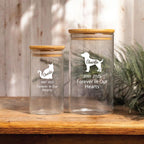 Personalized Pet Memorial Glass Jar, Custom Dog Cat Silhouette Memory Jar, Dog Cat Fur Storage Jar
