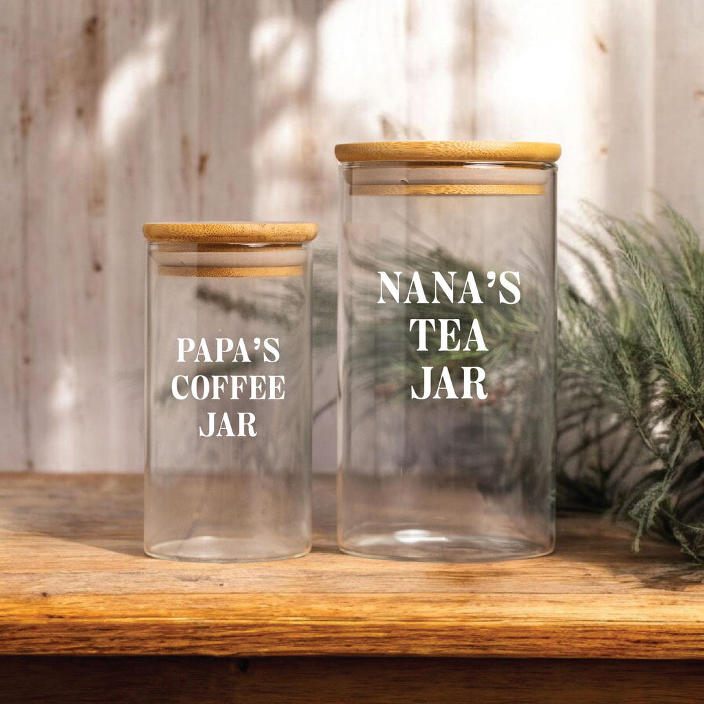 Personalized Glass Jar for Grandma Grandpa, Custom Nana's Tea Jar, Papa's Coffee Storage Jar, Unique Gift
