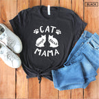 Unisex Personalized Cat Mom Shirt - Custom Cat Mama Shirt - Cat mom with 2 cat names - Gift