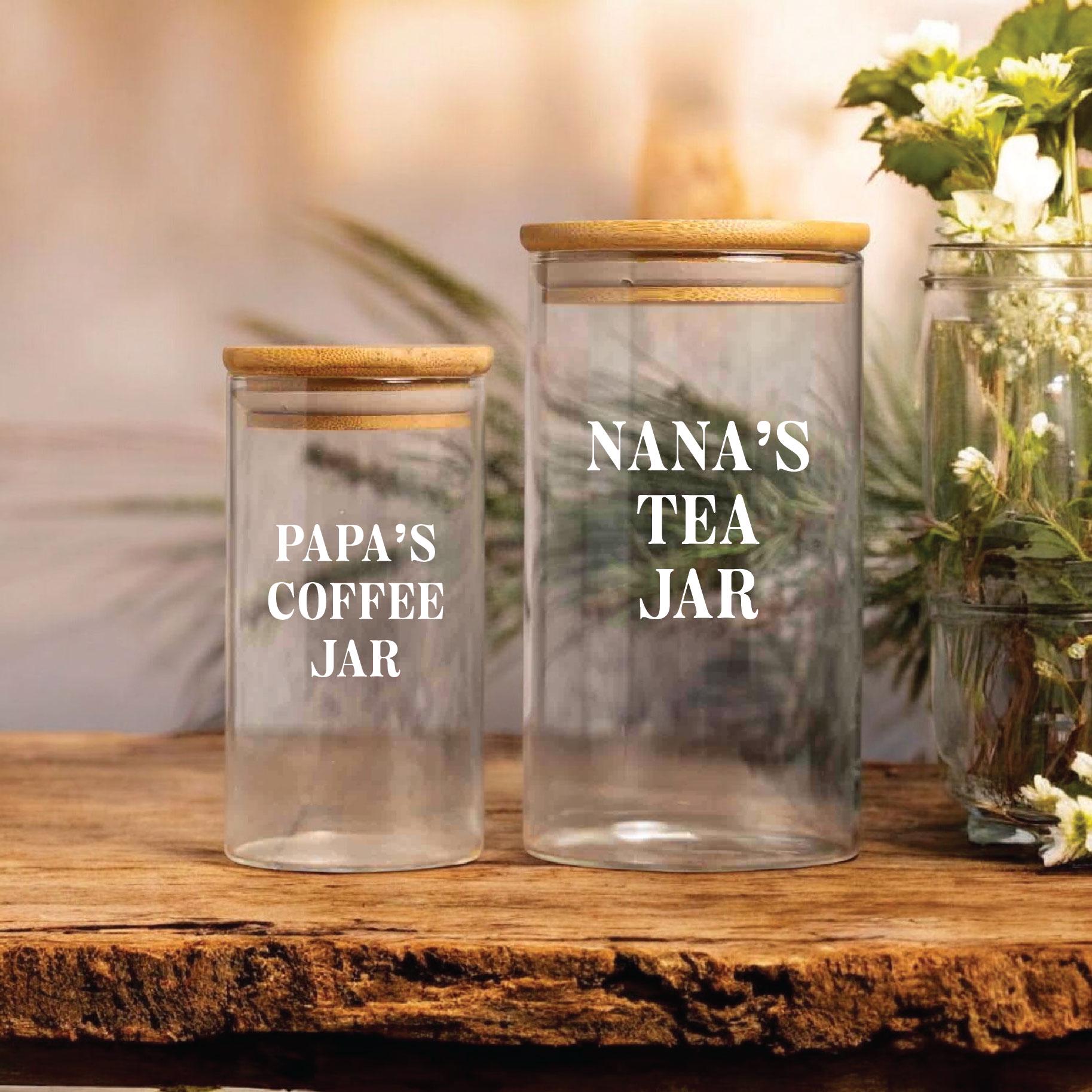 Personalized Glass Jar for Grandma Grandpa, Custom Nana's Tea Jar, Papa's Coffee Storage Jar, Unique Gift
