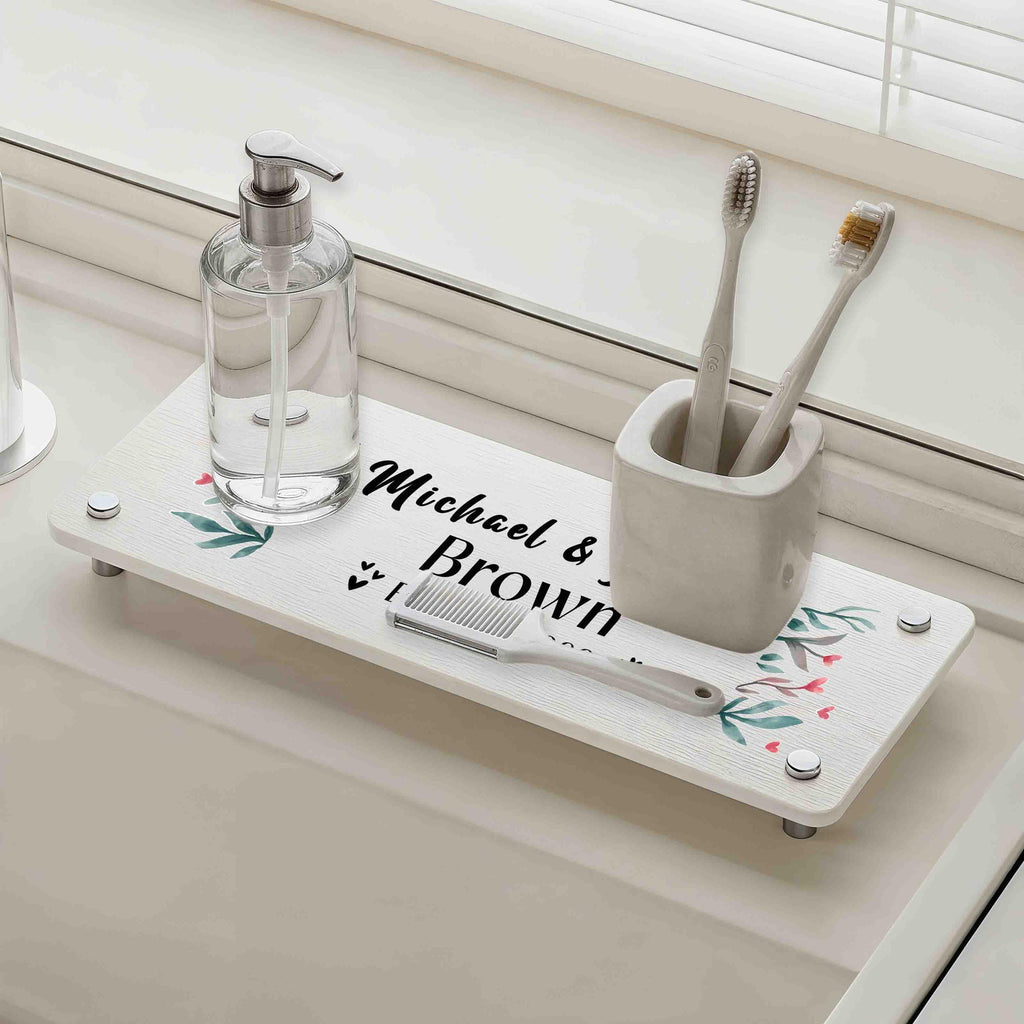 Personalized Quick Dry Diatomite Tray Organizer, Kitchen Bathroom Countertop Sink Caddy, Gift for New Couple, Newly Wed, Housewarming