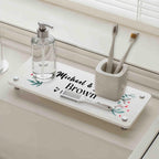 Personalized Quick Dry Diatomite Tray Organizer, Kitchen Bathroom Countertop Sink Caddy, Gift for New Couple, Newly Wed, Housewarming