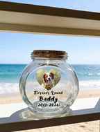 Personalized Pet Memorial Glass Jar, Custom Dog Loss Message Holder, Fur Keepsake Storage Jar, Memory Of Dog or Cat