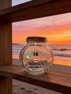 Personalized Birthday Wishes Glass Jar, Custom 16th birthday Gift, Message Holder, Keepsake Storage, Party Decor