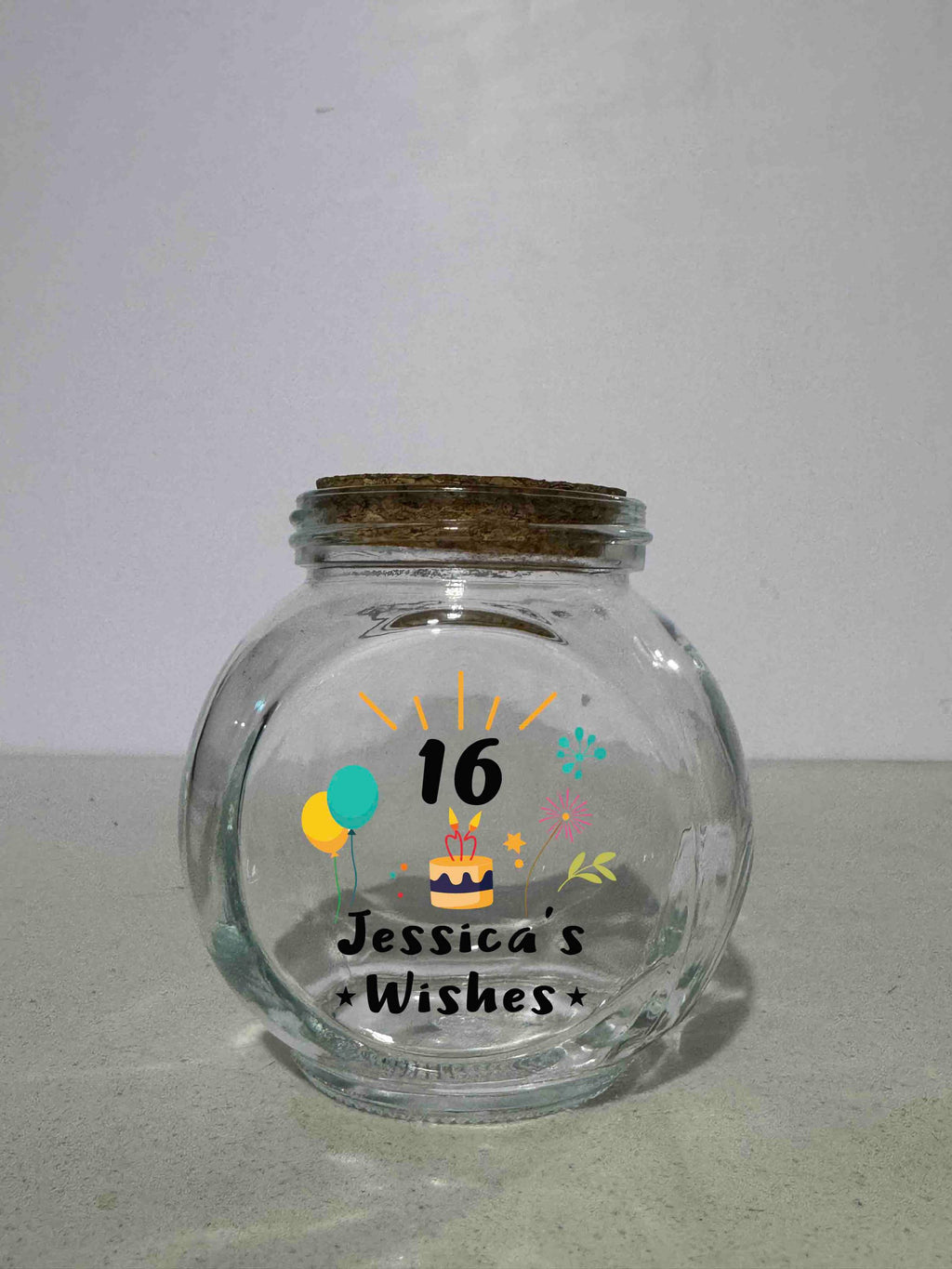 Personalized Birthday Wishes Glass Jar, Custom 16th birthday Gift, Message Holder, Keepsake Storage, Party Decor