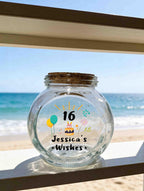 Personalized Birthday Wishes Glass Jar, Custom 16th birthday Gift, Message Holder, Keepsake Storage, Party Decor