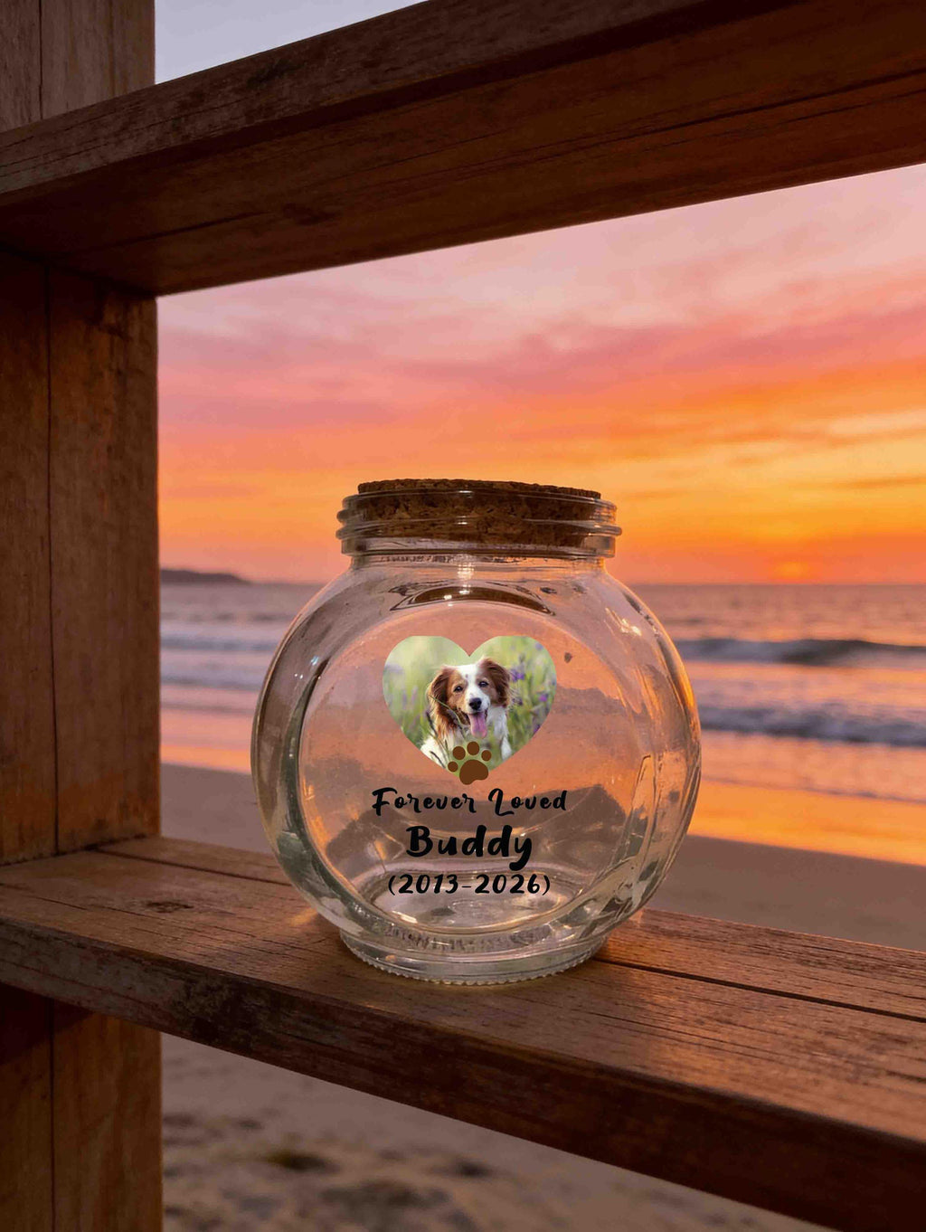 Personalized Pet Memorial Glass Jar, Custom Dog Loss Message Holder, Fur Keepsake Storage Jar, Memory Of Dog or Cat