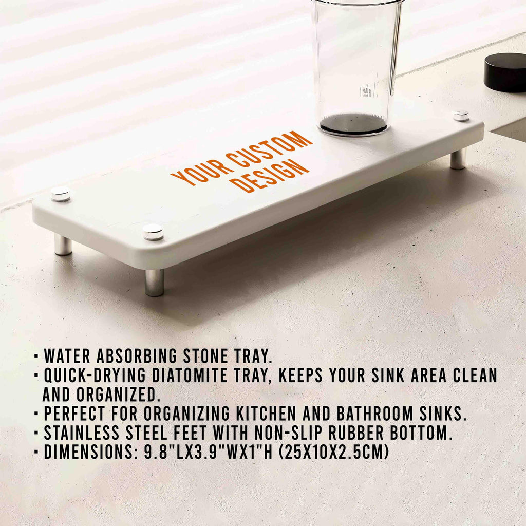 Personalized Quick Dry Diatomite Tray Organizer Engraved or Printed with your custom words/logo, Kitchen Countertop Sink Caddy, Gift