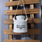 Personalized Garden Ceramic Flower Pot - Engraved with your custom words/logo, Hanging Planter, Small Succulent Pot, Milk Jug Vase