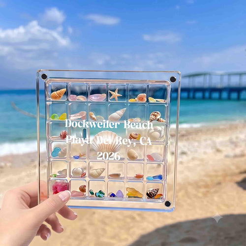 Personalized Acrylic Storage Organizer Case, Seashell Holder Display Collection Box, Mini Container for Seaglass Crystals Diamond Beads