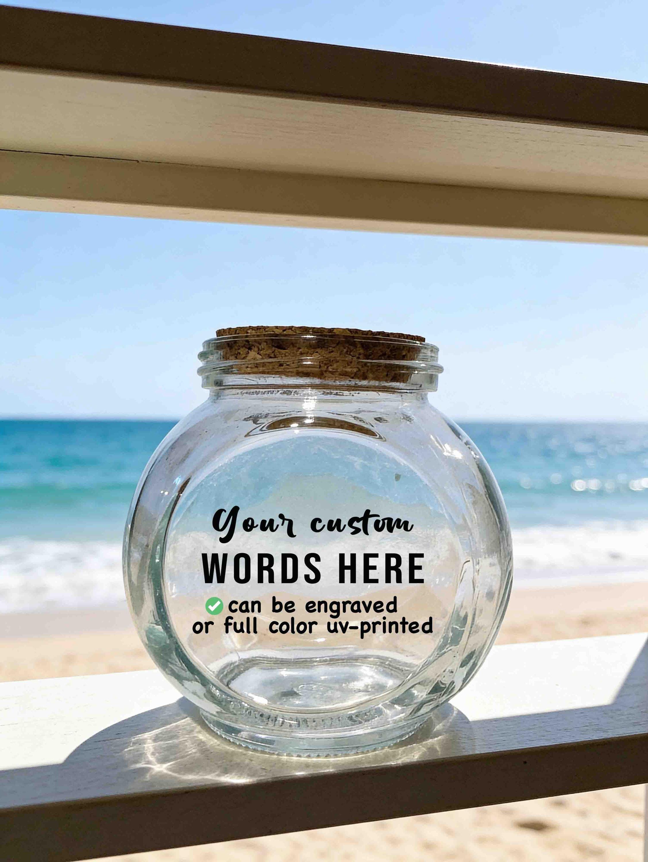 Personalized Glass Jar, Engraved or Printed with your custom words/logo, Custom Decorative Items Holder, Keepsake Storage, Home Decor